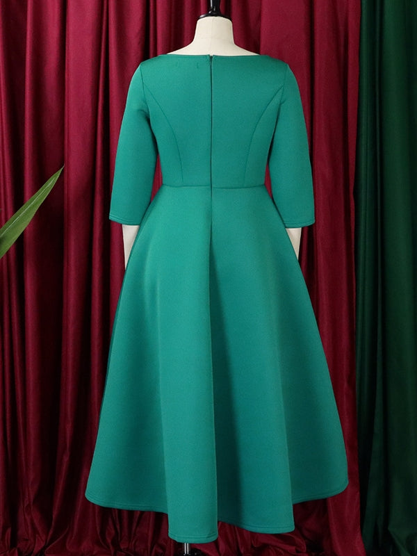 Dam Klänning Midi Monokrom Polyester Hög Midja Flödande Kjol-6