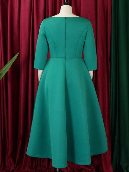 Dam Klänning Midi Monokrom Polyester Hög Midja Flödande Kjol-6