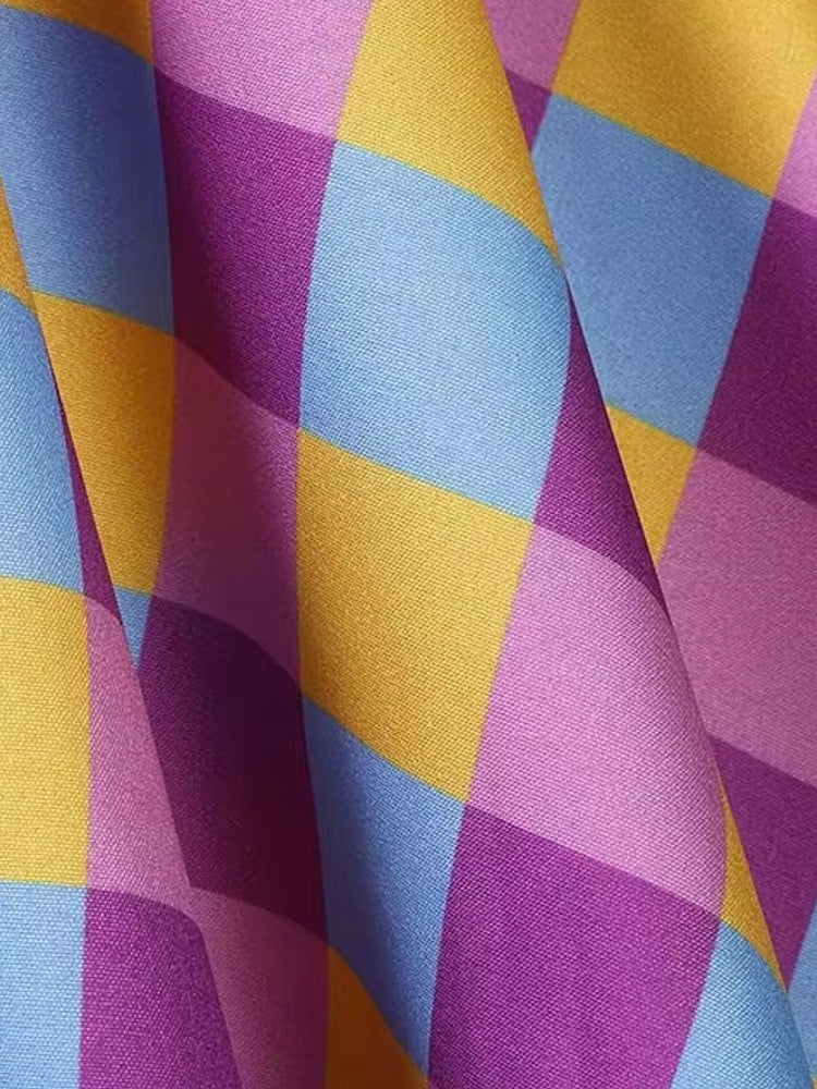 Kvinnors Midi Klänning Halterneck Rutig Polyester-3