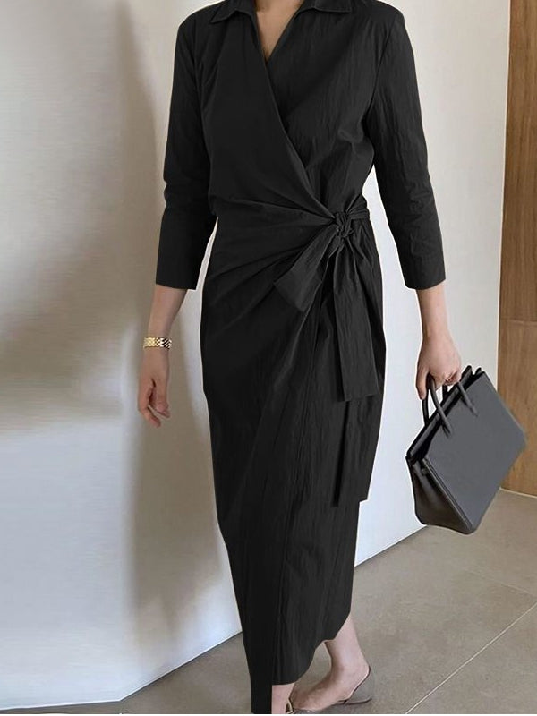 Maxiklänning Dam 3/4 Ärmar Bomull Polyester Elegant-4