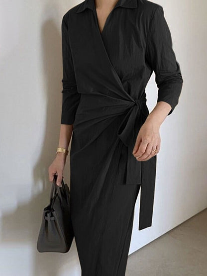 Maxiklänning Dam 3/4 Ärmar Bomull Polyester Elegant-3