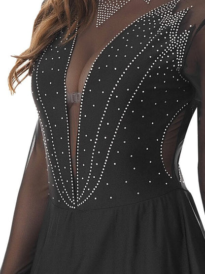 Dam Sport Ballet Kostym Med Glittrande Detaljer Polyester Mesh-5