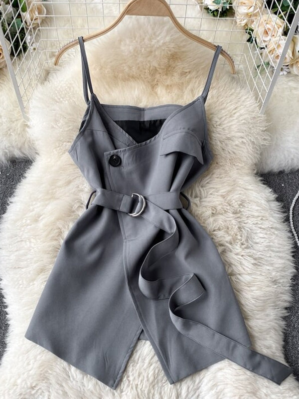 Kvinnors Tvådelad Outfit med Bälte – Vit Blus i Polyester med Klassisk Krage och Långa Ärmar 2