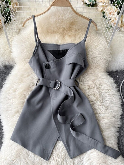 Kvinnors Tvådelad Outfit med Bälte – Vit Blus i Polyester med Klassisk Krage och Långa Ärmar 2