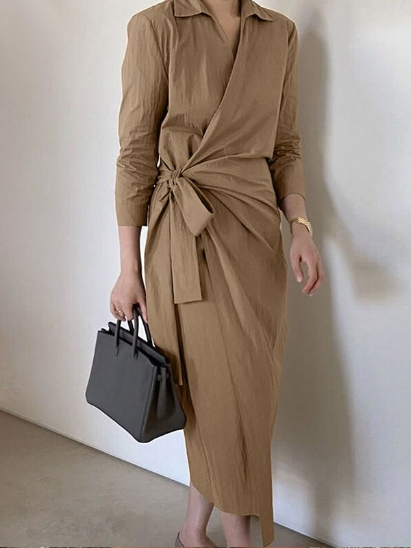 Maxiklänning Dam 3/4 Ärmar Bomull Polyester Elegant-2