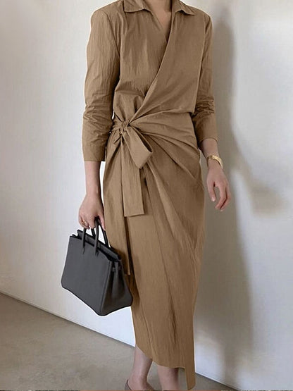 Maxiklänning Dam 3/4 Ärmar Bomull Polyester Elegant-2