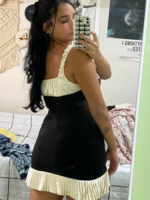 Kvinna Glittrig Miniklänning V-Ringning Spaghetti Band Polyester-6