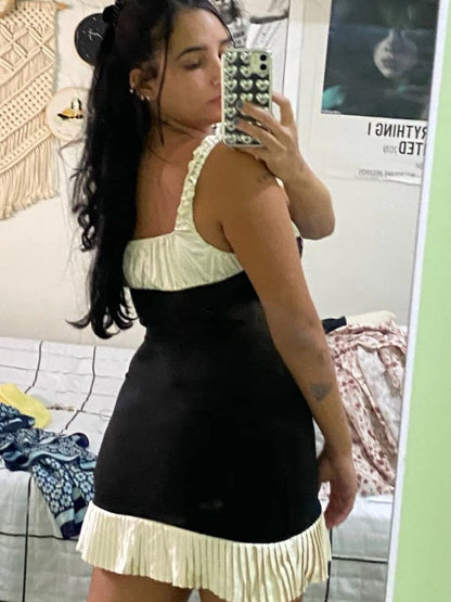 Kvinna Glittrig Miniklänning V-Ringning Spaghetti Band Polyester-6