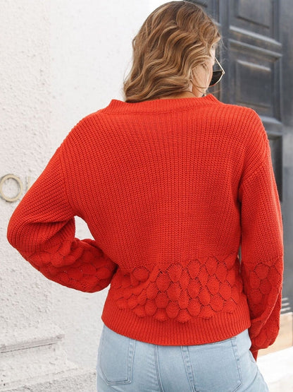 Kvinnors Tröja V-hals Puffärmar 3D-design Bomull Polyester-6