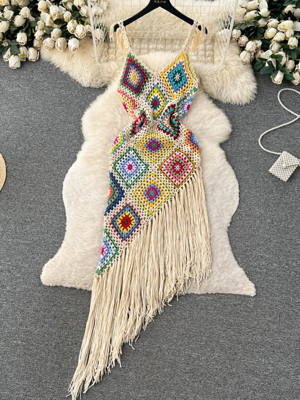 Variant image for Långklänning Dam Asymmetrisk V-Hals Elastisk Bohemisk Stil-2