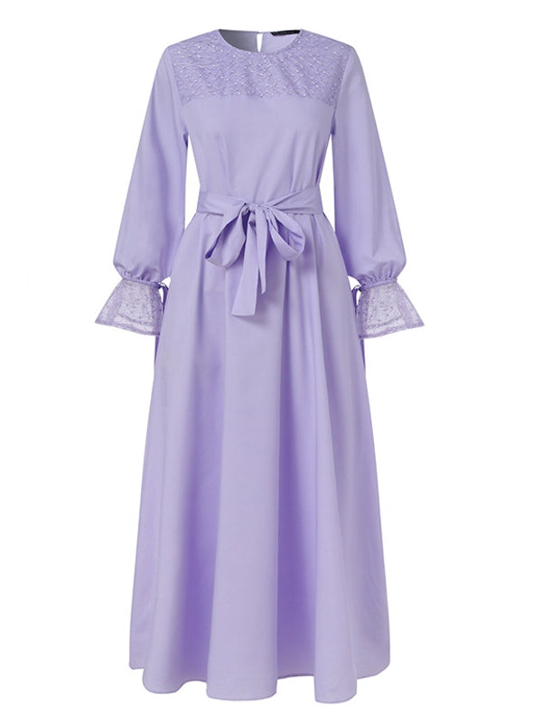 Maxiklänning Dam Långärmad Polyester Elegant Lång Klänning 5