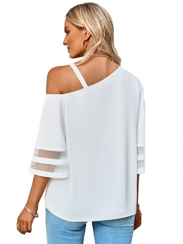 Kvinnors Axeltopp En-Axel Trompetärm Polyester-6