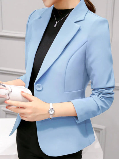 Dam Blazer Officiell Stil Figursydd Bomull Polyester-2