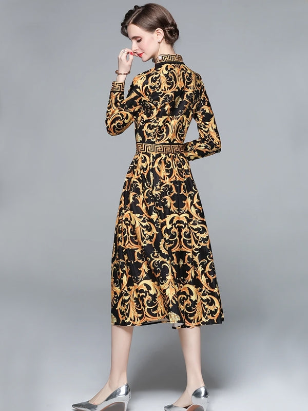 Fina Dam Klänningar A-Linje Midi Klänning Bomull Polyester-3