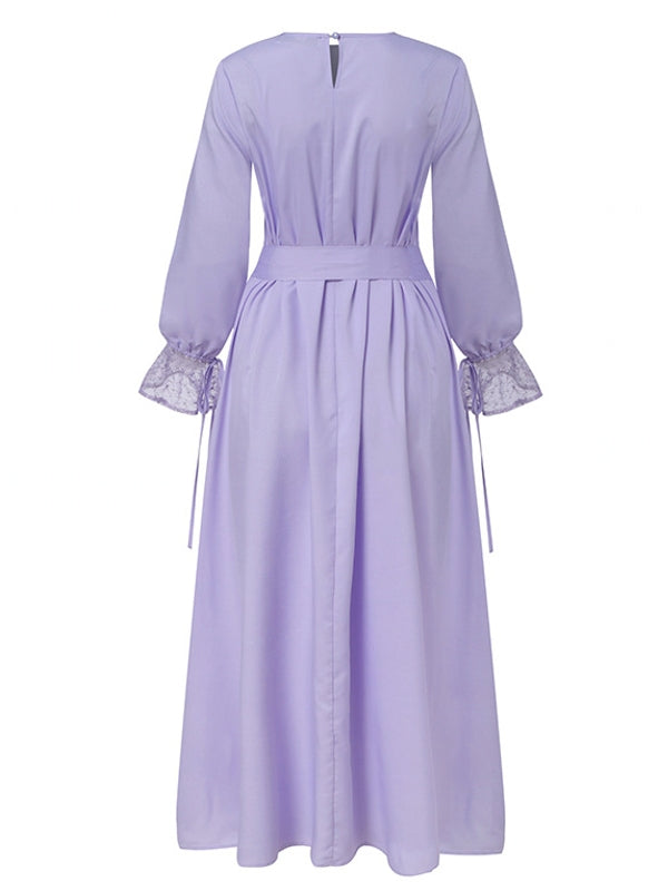 Maxiklänning Dam Långärmad Polyester Elegant Lång Klänning 6