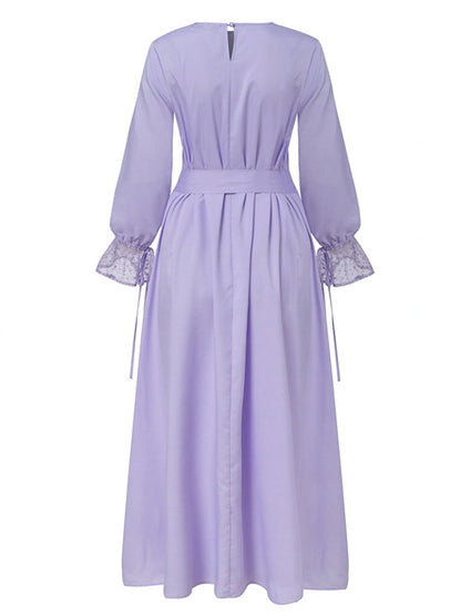 Maxiklänning Dam Långärmad Polyester Elegant Lång Klänning 6