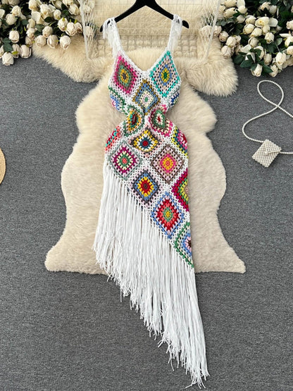 Variant image for Långklänning Dam Asymmetrisk V-Hals Elastisk Bohemisk Stil-1