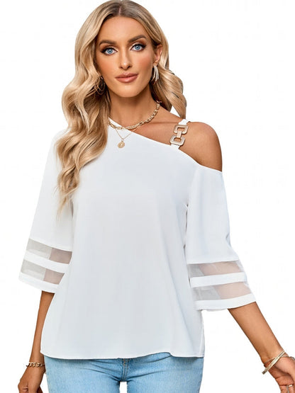 Kvinnors Axeltopp En-Axel Trompetärm Polyester-2