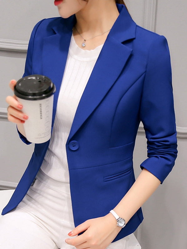 Dam Blazer Slim Fit Bomull Polyester Elegant Kontorsstil-5