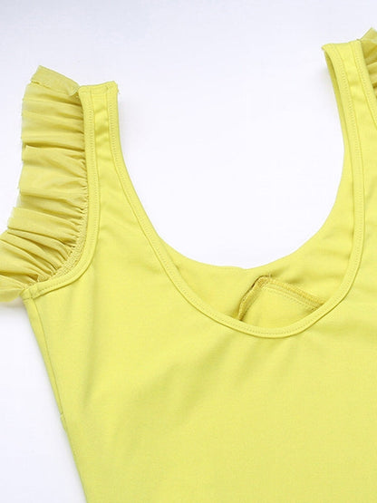 Kvinnors Midi Klänning V-ringning Spaghetti-bärare Polyester Spandex-6