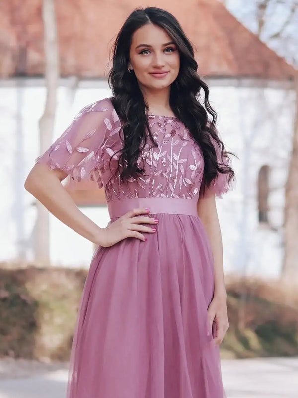 Maxiklänning Dam A-linje med Strassmönster Polyester-5