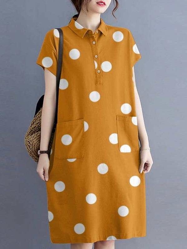 Variant image for Kvinnors Midi Klänning Punkttryck Bomull med Fickor-9