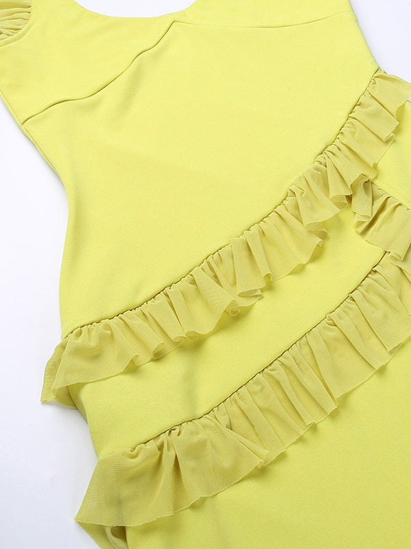 Kvinnors Midi Klänning V-ringning Spaghetti-bärare Polyester Spandex-5