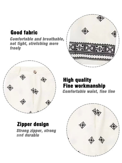 Kvinnors Högmidjebyxor Vintage-Style i Hållbart Linne-4