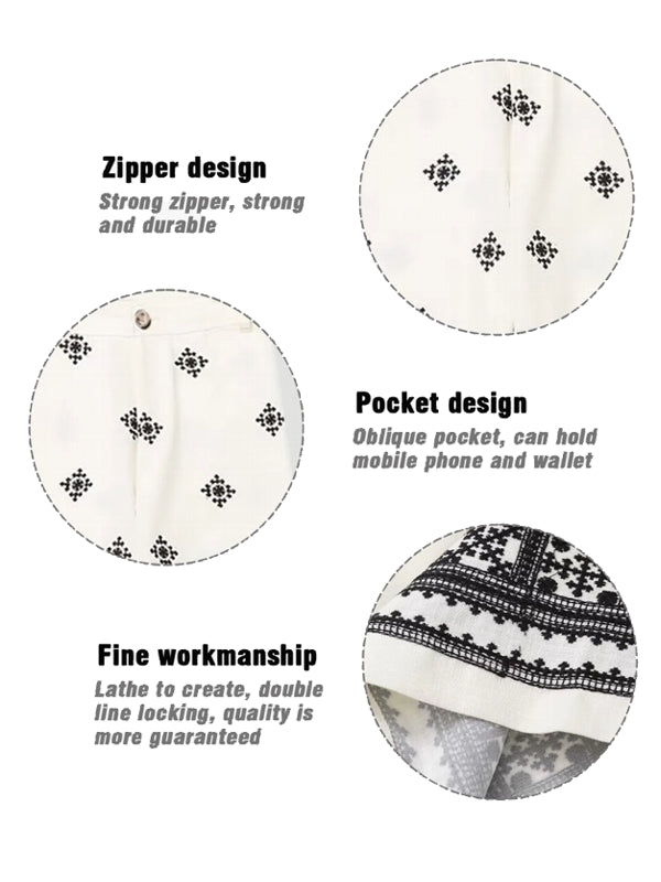 Kvinnors Högmidjebyxor Vintage-Style i Hållbart Linne-5