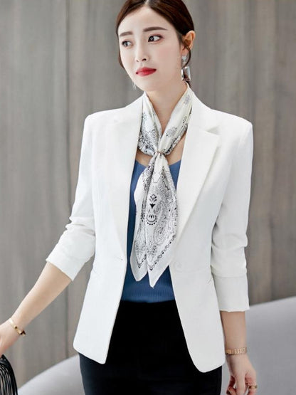 Dam Blazer Slim Fit Bomull Polyester Elegant Kontorsstil-2