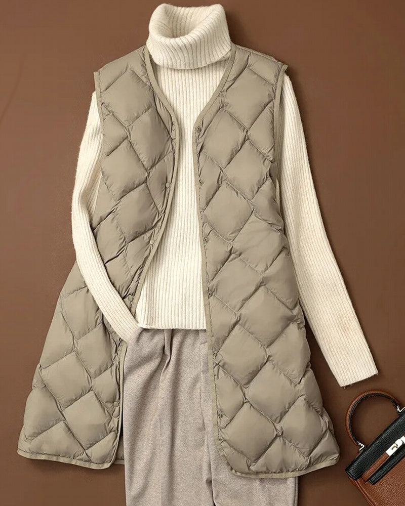 Dunväst Dam Lätt Nylon Puffer-3