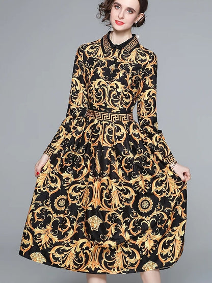 Fina Dam Klänningar A-Linje Midi Klänning Bomull Polyester-1