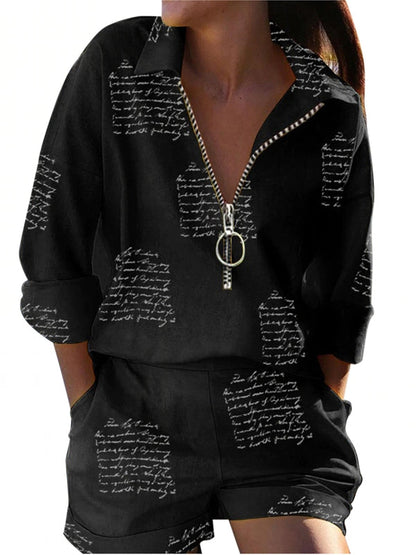 Variant image for Dam Fritidsset Långärmad Skjorta Shorts Bomull Spandex Polyester-16