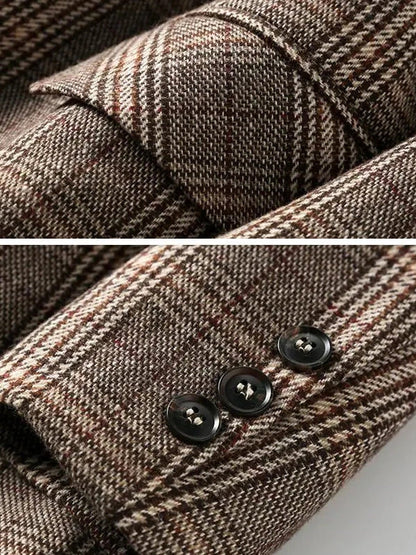 Kvinnors Rutig Blazer Långärmad Polyester Syntetfiber 2