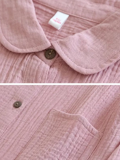 Kvinnors Långärmad Skjorta Blazer 100% Bomull-3