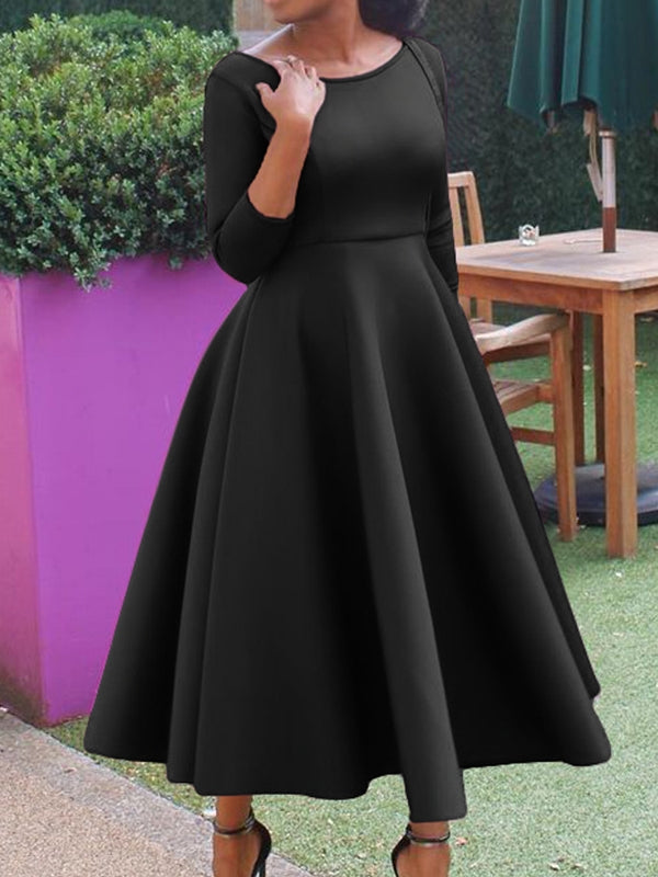 Variant image for Dam Klänning Midi Monokrom Polyester Hög Midja Flödande Kjol-25