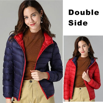 Variant image for Lång Dunjacka Dam Vändbar Lättviktsjacka Nylon med Huva-31