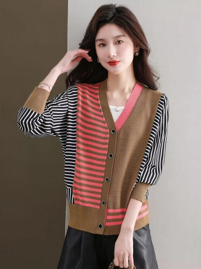 Variant image for Dam V-neck Blus Oregelbundet Mönster Stretch Acetat-4