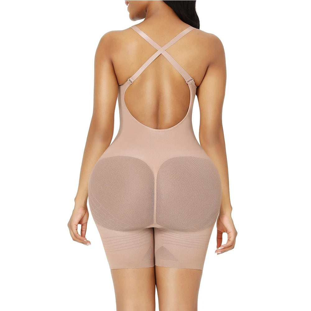 Dam Bodysuit Låg Rygg Justerbara Bärare Nylon Spandex-2
