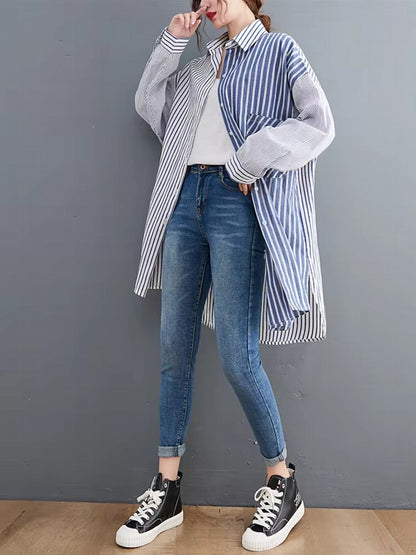 Kvinnors Långärmad Blus Batwing Ärmar Bomullsmix 5
