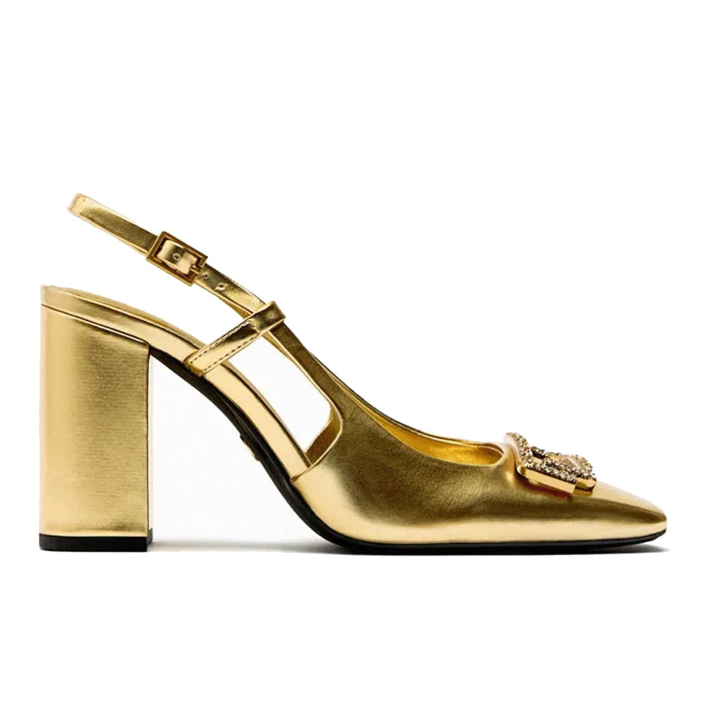 Damklackar Sling Baked Skor Blockklack Mikrofiber-3