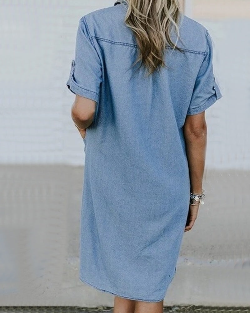 Damklänning Denim Sportig Polyester/Bomull-2