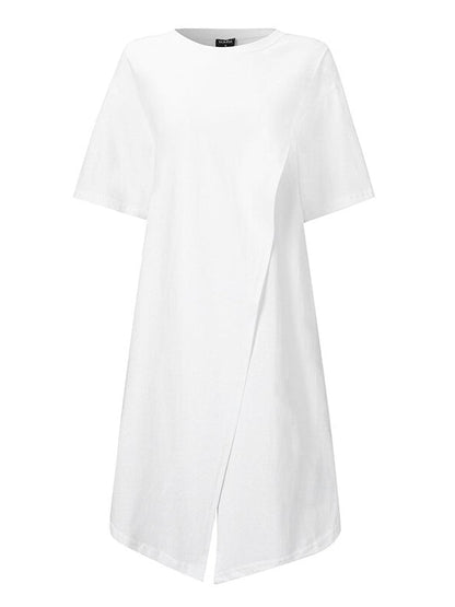 Kvinnors Kortärmad Tunika Av Bomull Avslappnad Stil 6