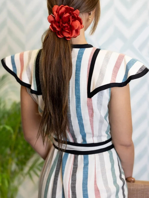 Kvinnors Midi Klänning Randig Ärmlös Polyester-3