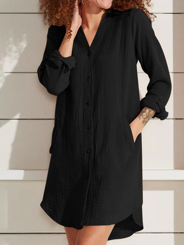 Kvinna Mini Klänning Ruffle Polyester Med Fickor-3