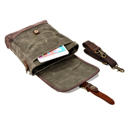 Unisex Axelväska Vaxad Bomull Med Kohud-4