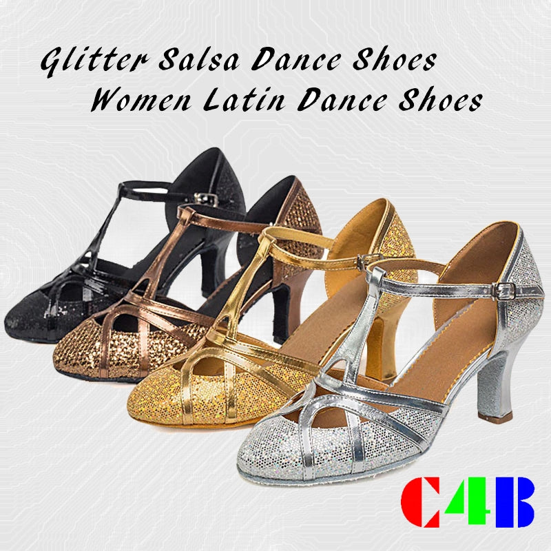 Kvinnors Dansskor Dam Balsal och Latin Glitter Lycra 7 cm Klack 2
