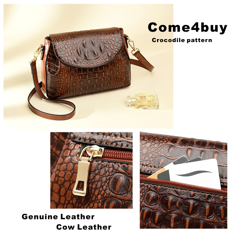 Dam Axelväska Syntetiskt Läder Alligatorlook Elegant Crossover Väska-4