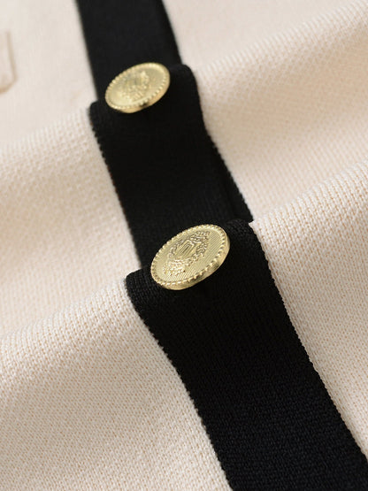 Dam Kofta med Gyllene Knappar Cirkulär Halsringning Polyester-5