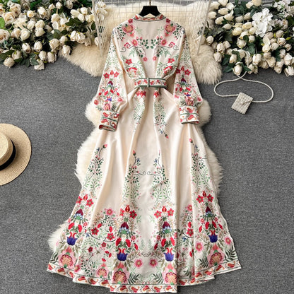 Maxiklänning Dam Bohemisk Blommönster Långärmad Polyester-4